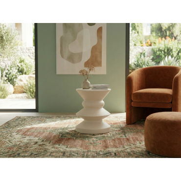 Askella Keten Beyazı Yan Sehpa