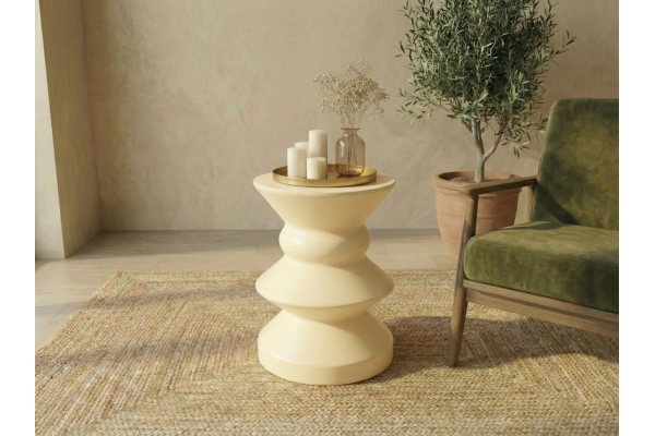 Askella Sıcak Fildişi Yan Sehpa